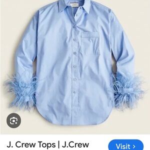 NWT JCrew Collection / size 8 Ladies, 100% cotton poplin,w/ feathers , blue